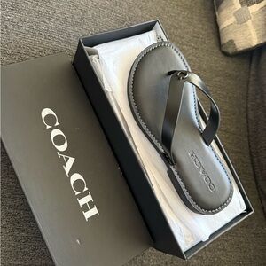 Coach Men’s Black Leather Thong Sandals